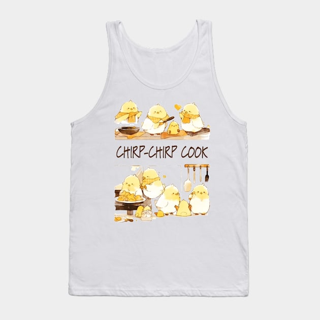 Kawaii Little Chicks Cooking - Chirp-Chirp Cook Tank Top by Tee-Magination